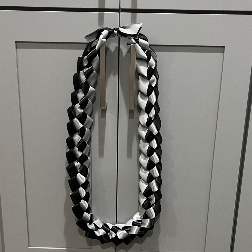 Braided Satin Lei - Black & Silver